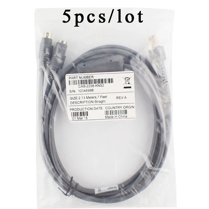 Новинка, сканер штрих-кодов для клавиатуры LS2208 2M Rj45 в PS2, кабель для сканера с клиновидным кодом для Symbol Motorola LS2208 LS4208 DS6708 LS1203, 5 шт./лот