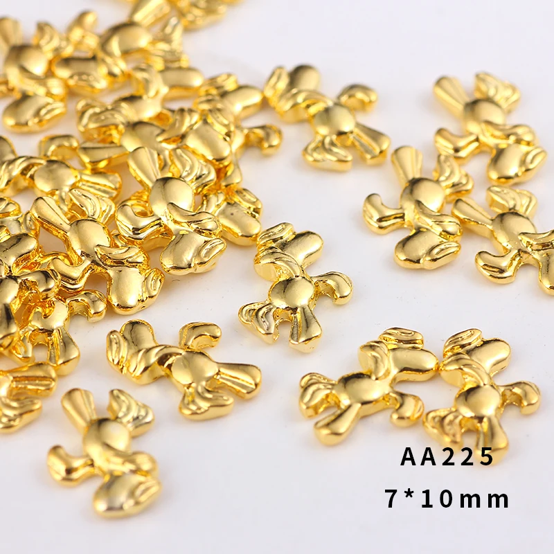 10 шт./лот кролик лошадь черепаха Форма сплав 3D Единорог ногтей подвески золотые