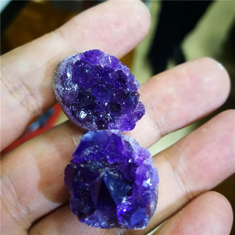 

20mm New Natural Amethyst Geode Crystal Quartz Amethyst Cluster Specimen 2pc