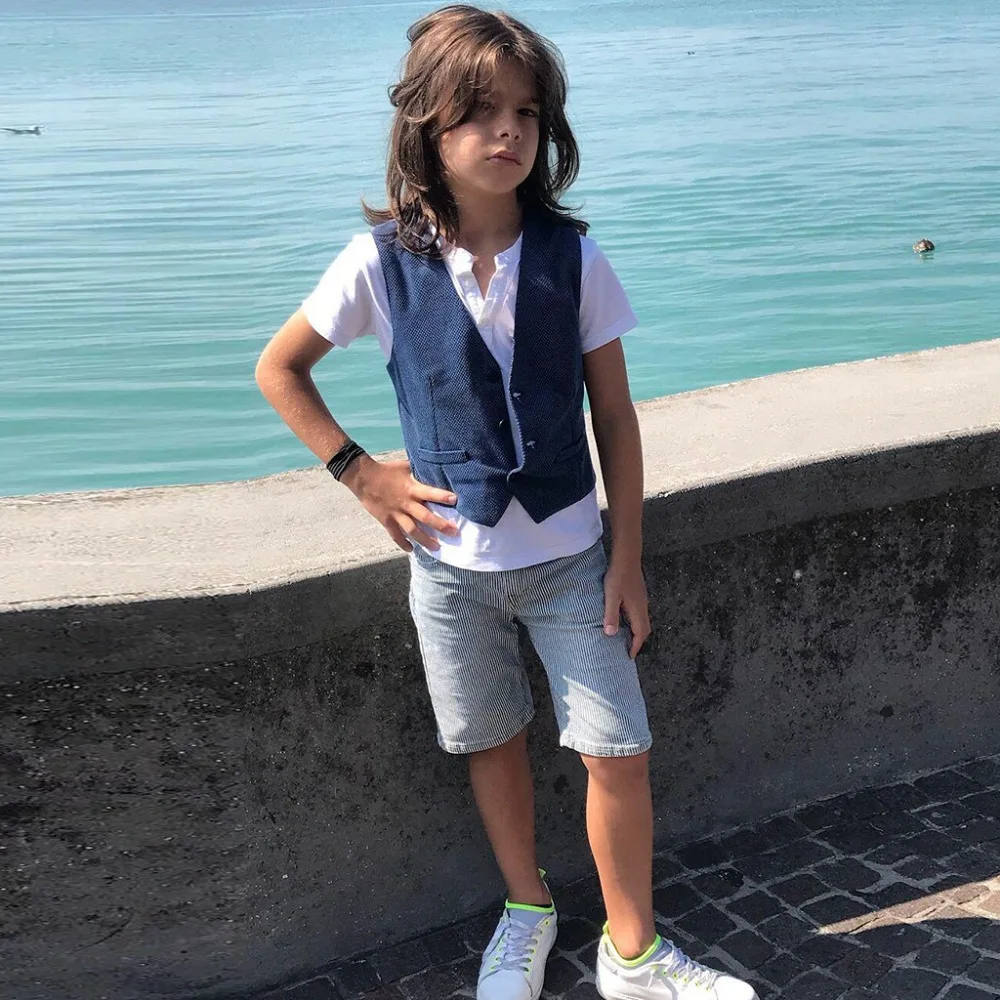Kids Clothes Baby Boys Outfits Short Sleeve T-shirt+Waistcoat+Shorts Gentleman Set Roupa De Menino Summer Clothing |