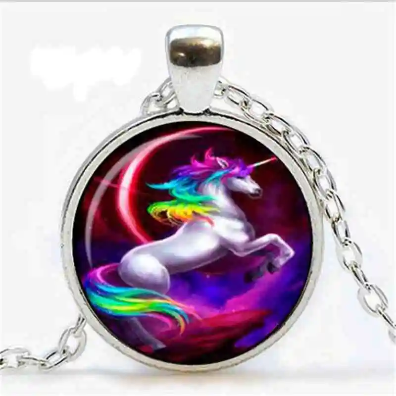 

2018 new fashion pop pendant crystal glass necklace unicorn luxury jewelry art style gift