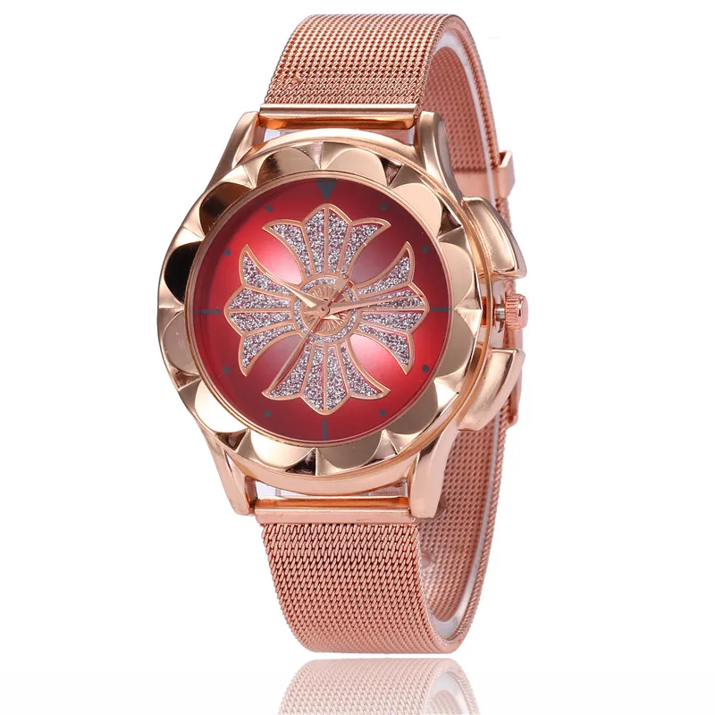 Новые модные женские туфли часы розового золота кварцевые Wristwtahces montres femme