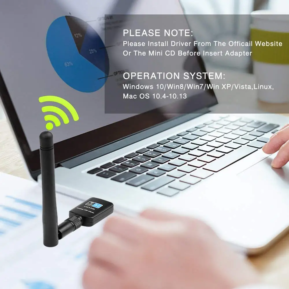 Zeadow AC 600Mbps Dual Band 2.4G/5.8G Wireless Network Adapter 802.11ac USB WiFi For Windows 10/8/7/XP/Vista/Mac OS | Компьютеры и