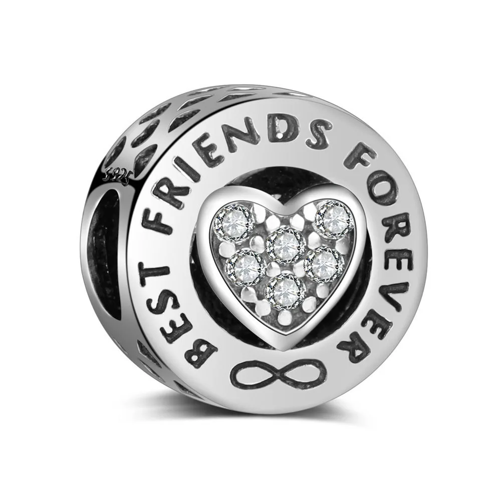 

Authentic 925 Sterling Silver Bead Best Friends Forever Beads For Original Pandora Charm Bracelets & Bangles Jewelry