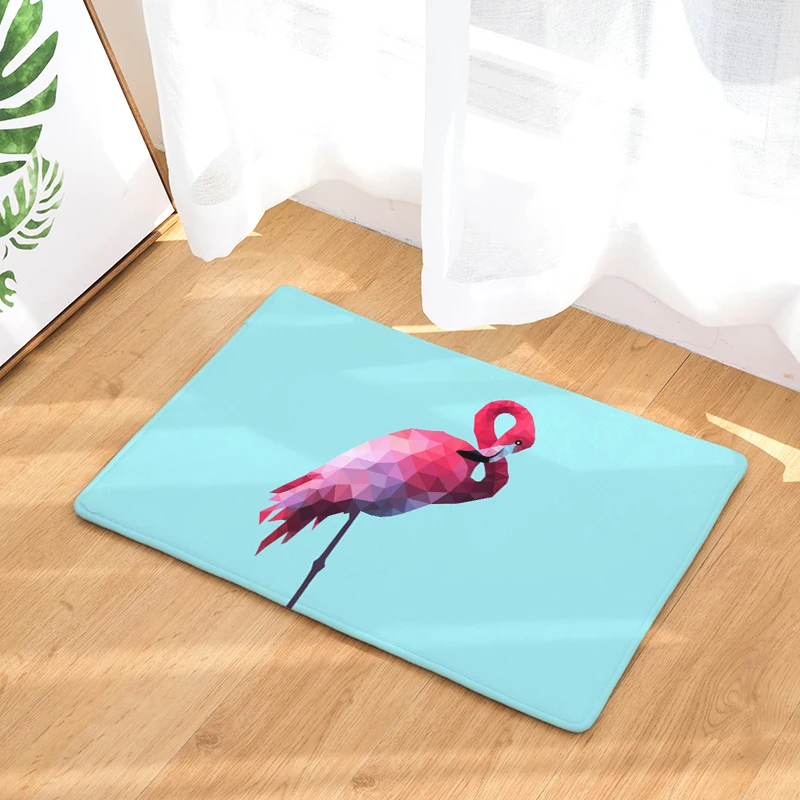 Напольный коврик с принтом фламинго нескользящий для душа ванной комнаты 40x60 см