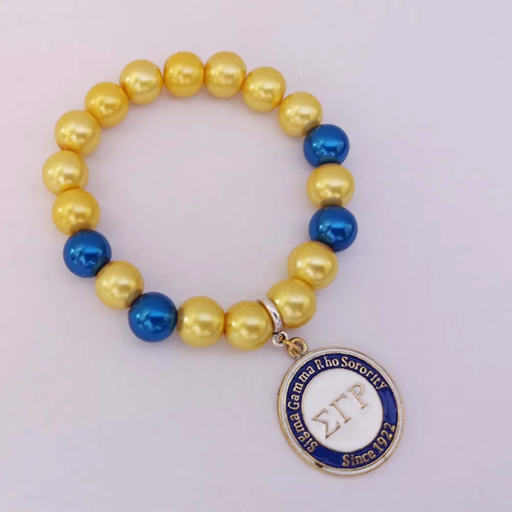 Продажа недавно выпущенный синий и золотой круглый SGR Шарм Эластичный жемчужный