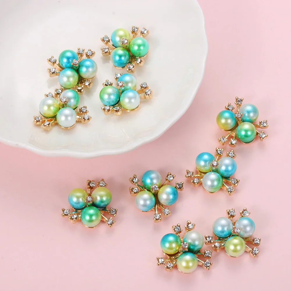 10 шт./компл. Стразы в виде пчелы/цветка пуговицы с жемчугом свадебное украшение