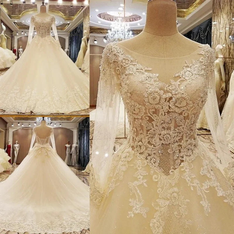 LS95372 robe de mariage 2018 кружевное бальное платье длиной до пола кружевные свадебные