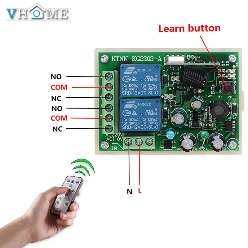RF 433Mhz AC 85 V 260 2CH релейный модуль приемника Универсальный беспроводной пульт