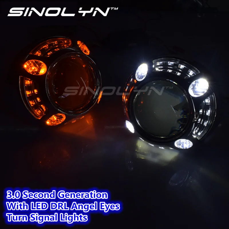 SINOLYN светодиодный DRL Ангельские глазки 3 0 дюймов Bi xenon объектив проектора фар