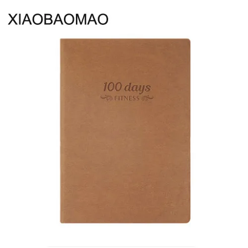 Шоколад "фитнес-запись" 100 дней планировщик проектов учебная программа тетрадь ежедневный планировщик сетки бумаги карманный журнал толстый блокнот - Цвет: Шоколад