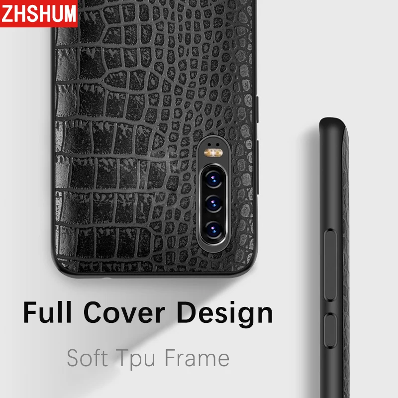 Роскошный чехол из искусственной кожи для Huawei P30 Pro Lite мягкий с крокодиловым