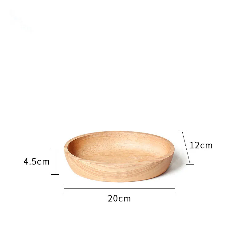 JJ1307-20CM Утепленные салатник резиновая древесина бука кастрюля тарелка для фруктов блюдо, тарелка Чай лоток десертный ужин хлеб древесных плит - Цвет: JJ1307-20CM