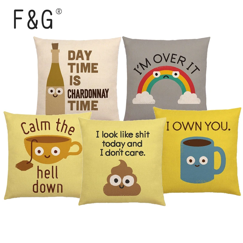 

Funny Cartoon Cushion Cover Beer Bread Rainbow Food Reference Book Color Printing Car Sofa Home Decoration Throw Pillow Case