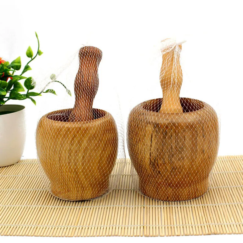 Кухня чеснок имбирь специи Ступка пестик натуральная деревянная шлифовальная