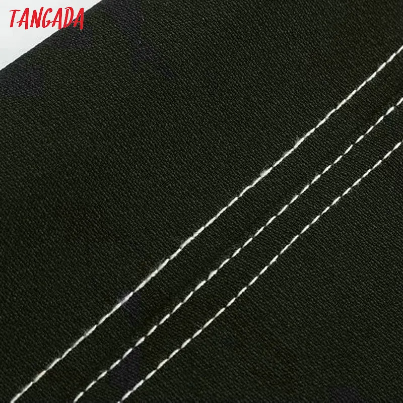 Tangada женские брюки широкие брюки черные брюки на высокой талии брюки с контрастными строчками укороченные брюки кюлоты 4Q02