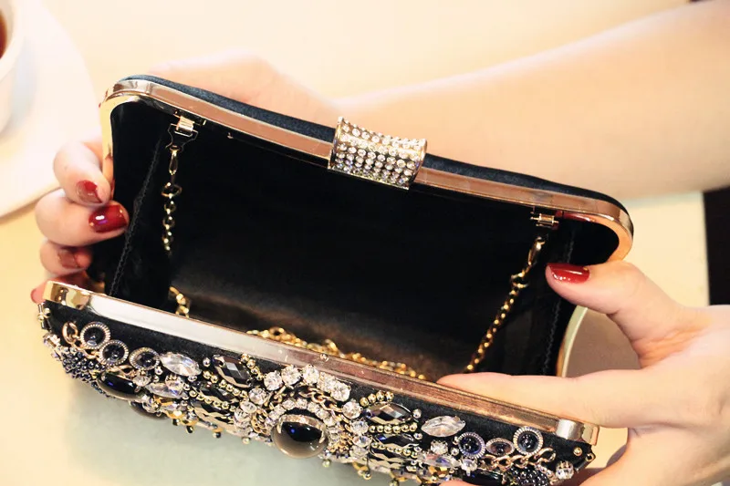 Высококачественная Тяжелая вечерняя сумка с цепочкой и бисером ручной