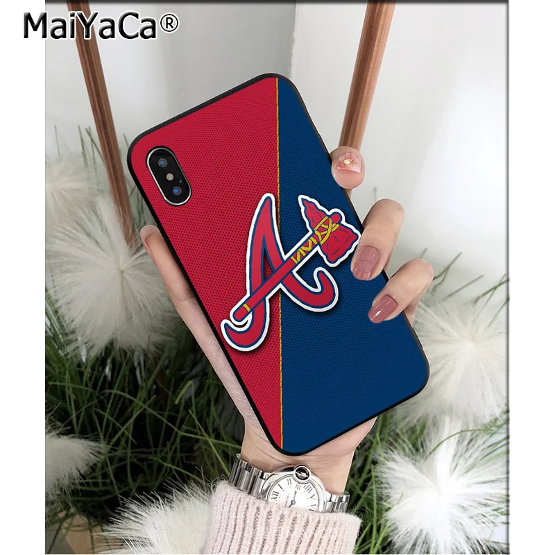 MaiYaCa подвеска Atlanta Braves черный мягкий чехол из ТПУ для телефона iPhone 6S 6plus 7 7plus 8 8Plus X Xs MAX 5 5S XR