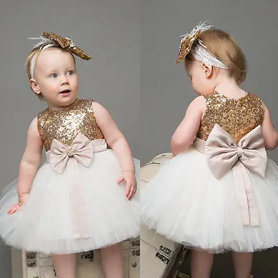 2018 Girls Kids Dresses Summer Princess Baby Sequins Bowknot Party Wedding Gown Formal | Детская одежда и обувь