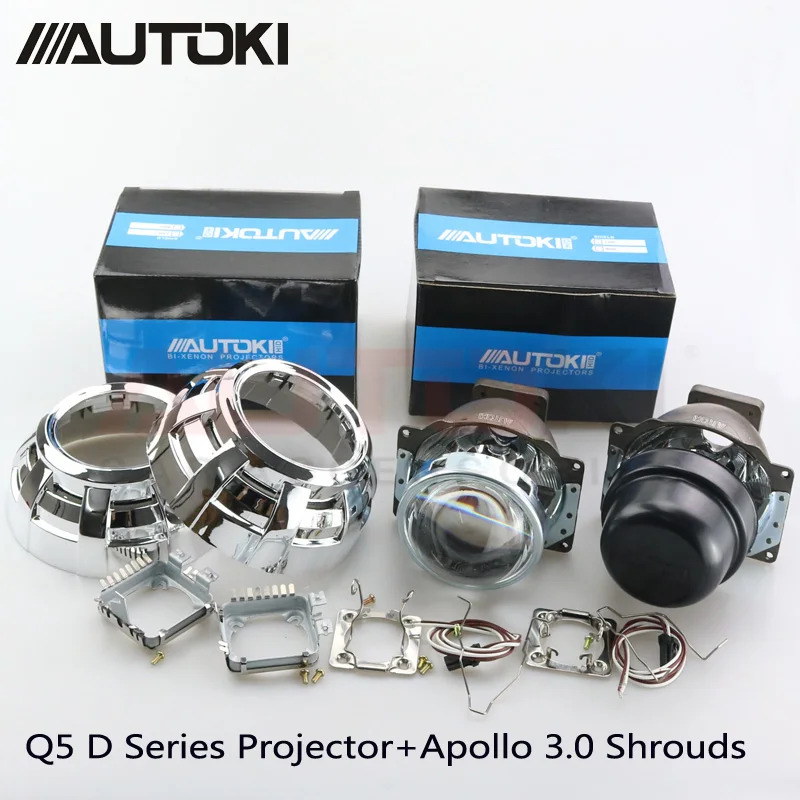 Биксеноновый прожектор Autoki 3 0 дюйма Koito Q5 + Корпус Apollo используются D1S D2H D2S D3S D4S