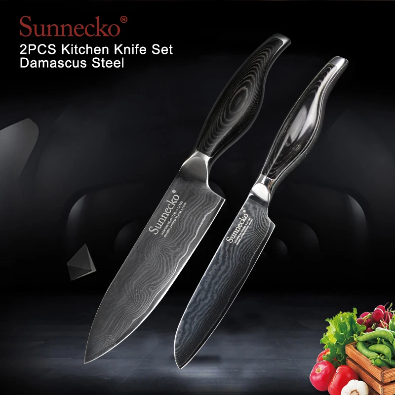 SUNNECKO 2 шт. Кухня набор ножей из дамасской стали 6 5 &quotпринадлежности для шеф повара