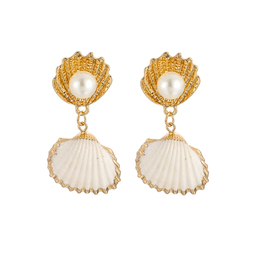 Женские серьги Boho с жемчугом в виде раковины L0702 2019|Серьги-подвески| |