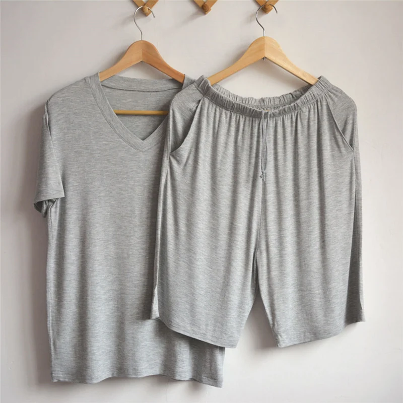 Мужская Летняя Пижама свободная тонкая пижама из модала с v образным вырезом и