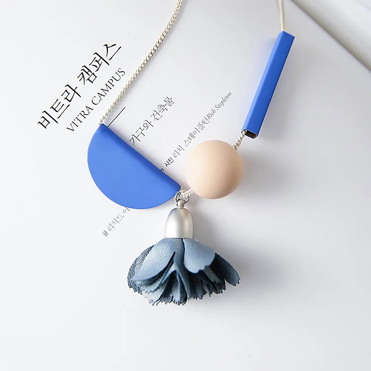 Простое ожерелье с подвеской в виде цветка из ткани цепочка на свитер