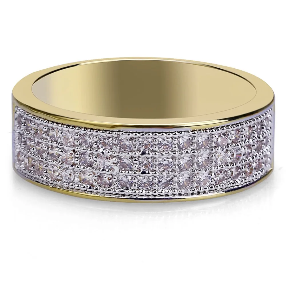 TOPGRILLZ хип хоп Iced Out Bling ювелирные изделия золотистое кольцо микро проложить кубический циркон круглые кольца для мужчин и женщин Подарки