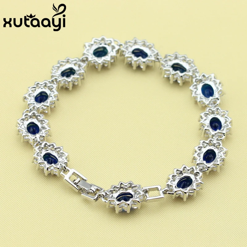 Женский браслет цепочка из циркония с белым кристаллом 20 см|925 silver jewelry|925 jewelry925 |