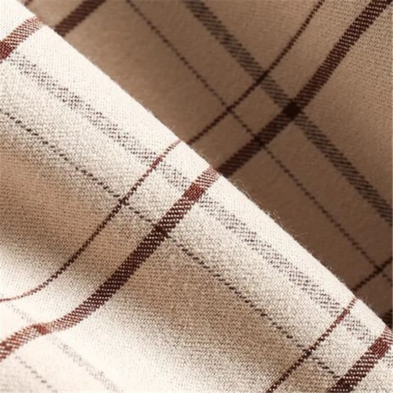 2018 Spring New Style Women Fashion Retro Lapel Neck Plaid Shirt Female Loose Long Sleeve Shirts Women's Cotton and Linen Blouse |