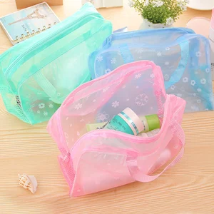 Модная прозрачная сумка для макияжа с цветочным принтом, товары для макияжа, сумка для туалетных принадлежностей на молнии, водонепроницаемая сумка для хранения, прочный карман для купания