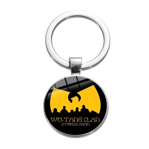 Style 1 SIAN Wu Tang CLAN брелок хип-хоп рэп музыкальные вентиляторы Подарочная цепочка для ключей античное серебряное покрытие крутая полоса логотип стеклянный купол сплав брелок - Цвет: Style 1