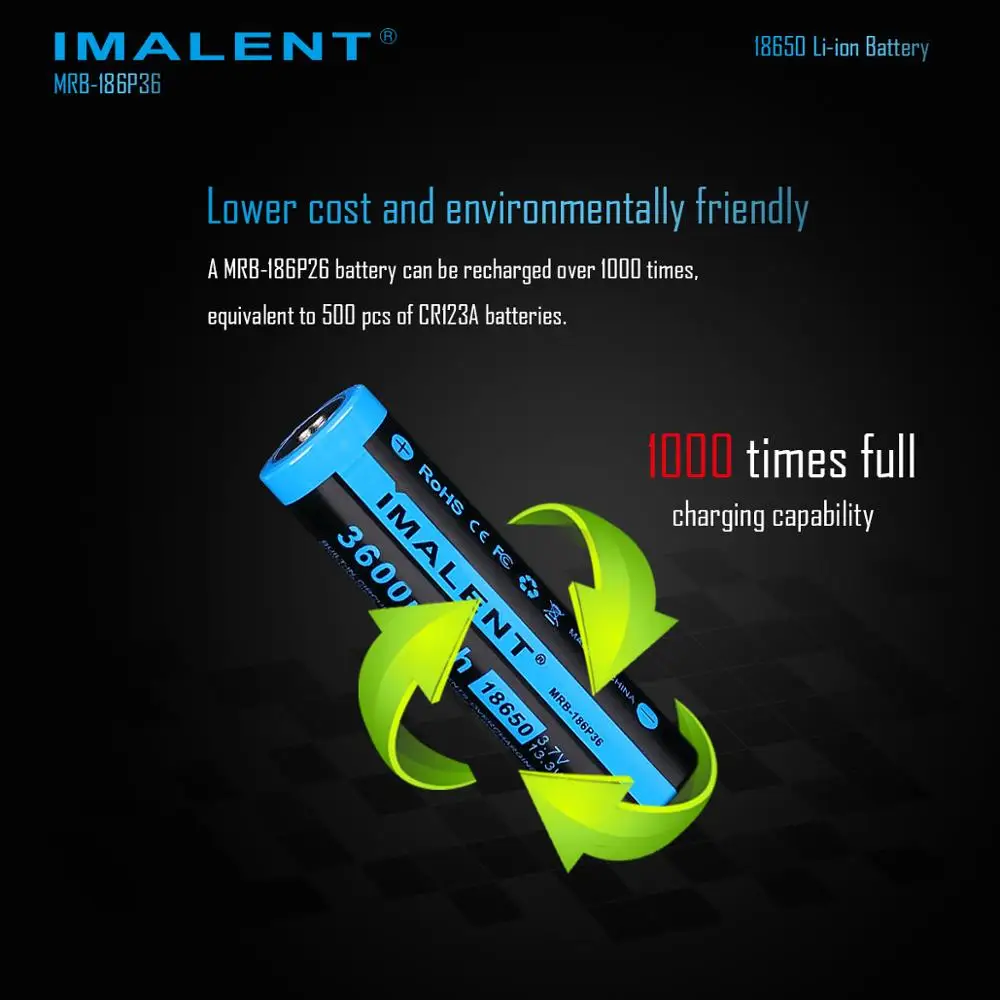 Imalent оригинальный MRB 186P36 18650 3600 Мощная батарея емкостью 6300 мaч литий ионные