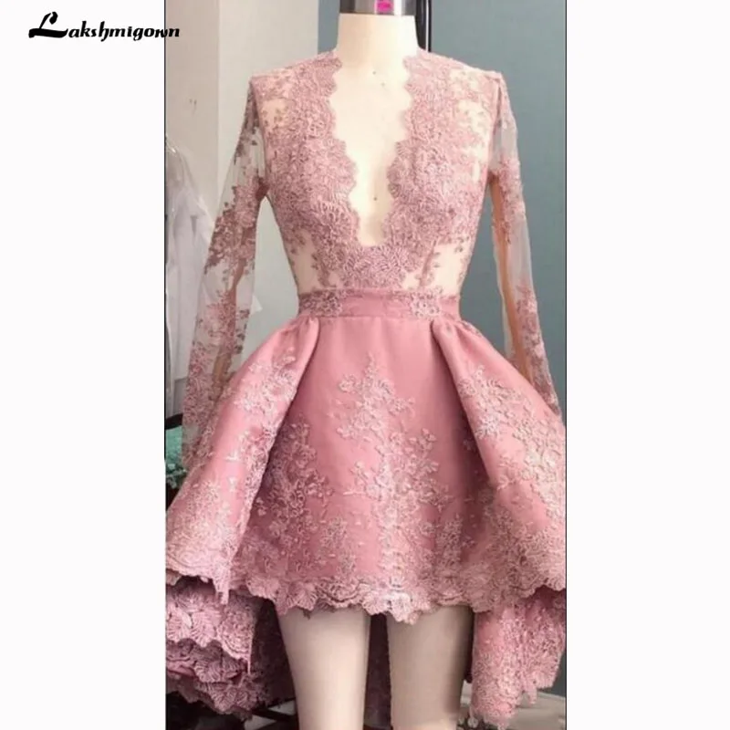 Пыльное розовое вечернее платье короткий халат De Soiree официальное сексуальные