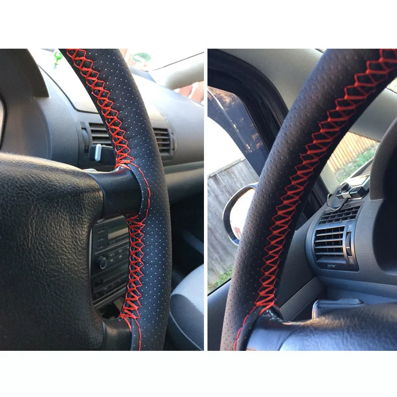 Чехол для руля DIY из мягкой кожи с игольчатой нитью Hyundai ix35 iX45 iX25 i20 i30 Sonata Verna