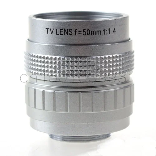 Серебристый 50 мм f1.4 CC TV Lens C mount для GF3 GF2 GF1 G3 GH1 GH2 EP1 EP2 EPL1 EPL2 | Электроника