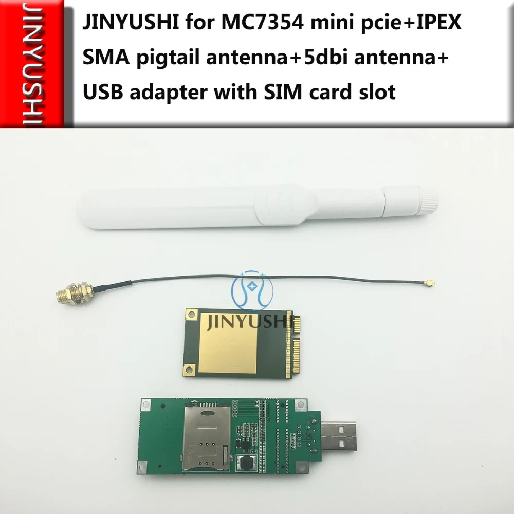 JINYUSHI для MC7354 mini pcie + IPEX SMA Пигтейл/провод антенны 5dbi антенна USB адаптер с слотом sim