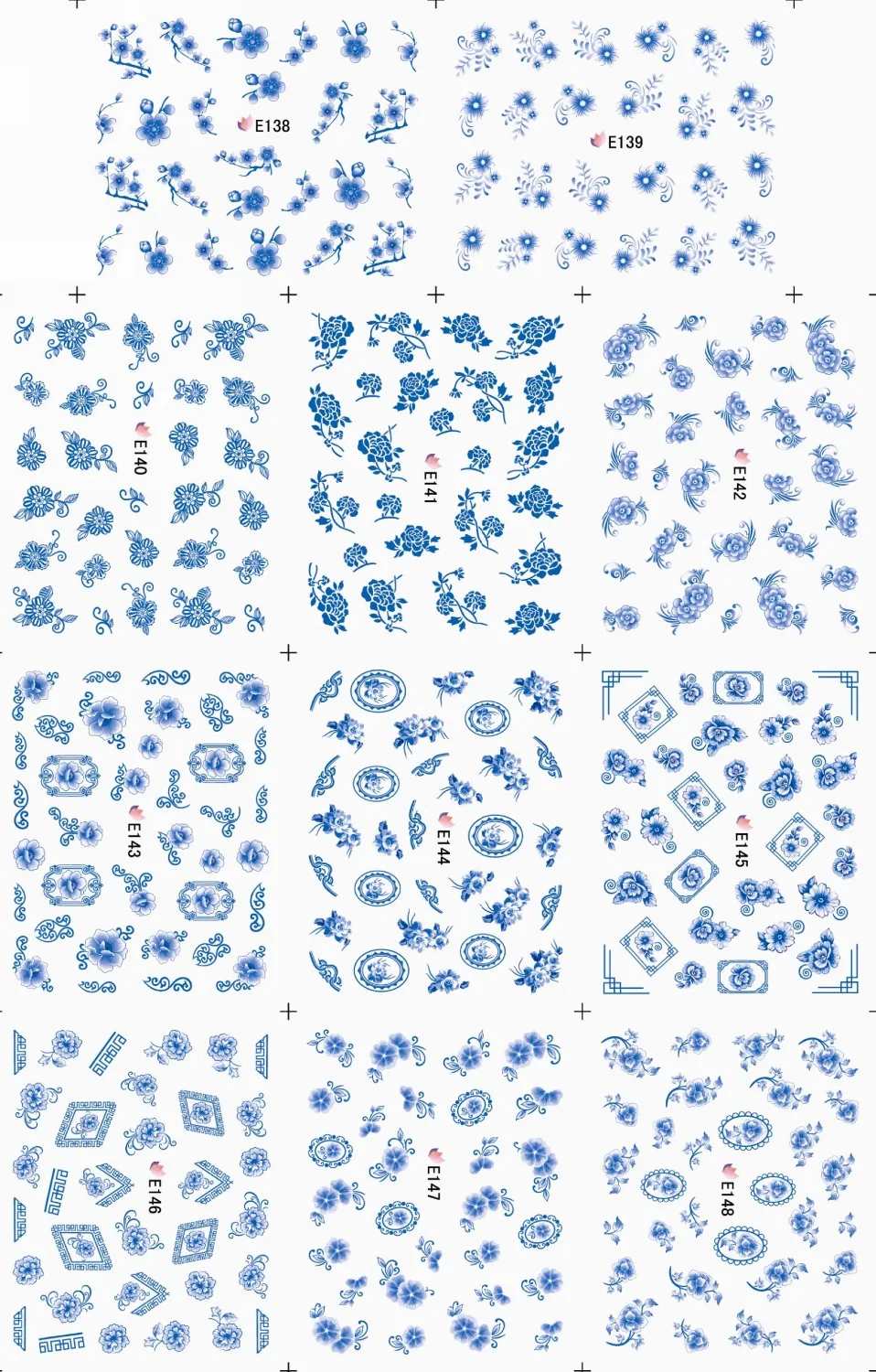 11 шт./лот самоклеющиеся 3D наклейки для ногтей с имитацией китайский цветок