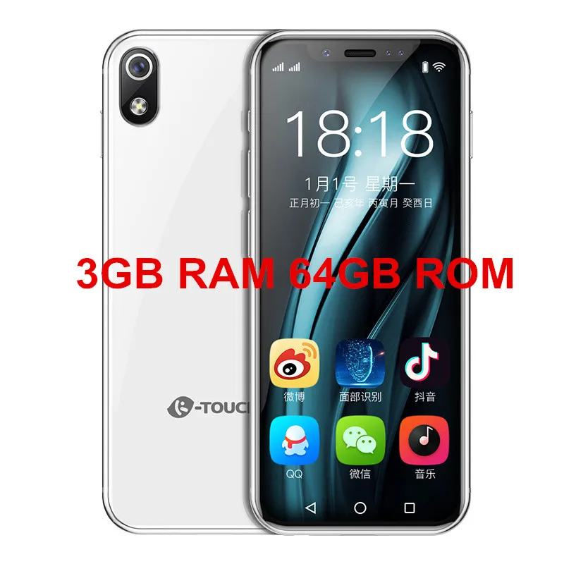 64GB ROM White Супер мини 4G смартфон K-TOUCH i9 i9S Лицо ID металлическая рамка Android 2000 мАч телефон WiFi Две сим-карты студенческий Android мобильный телефон - Цвет: 64GB ROM White