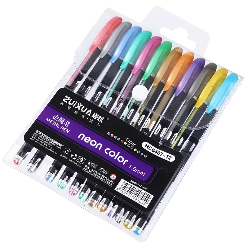 

12/18/24/36/48 Colors Marker Set Glitter Gel Pen for Coloring Books Journals Drawing Painting Doodling Art Markers Supplies