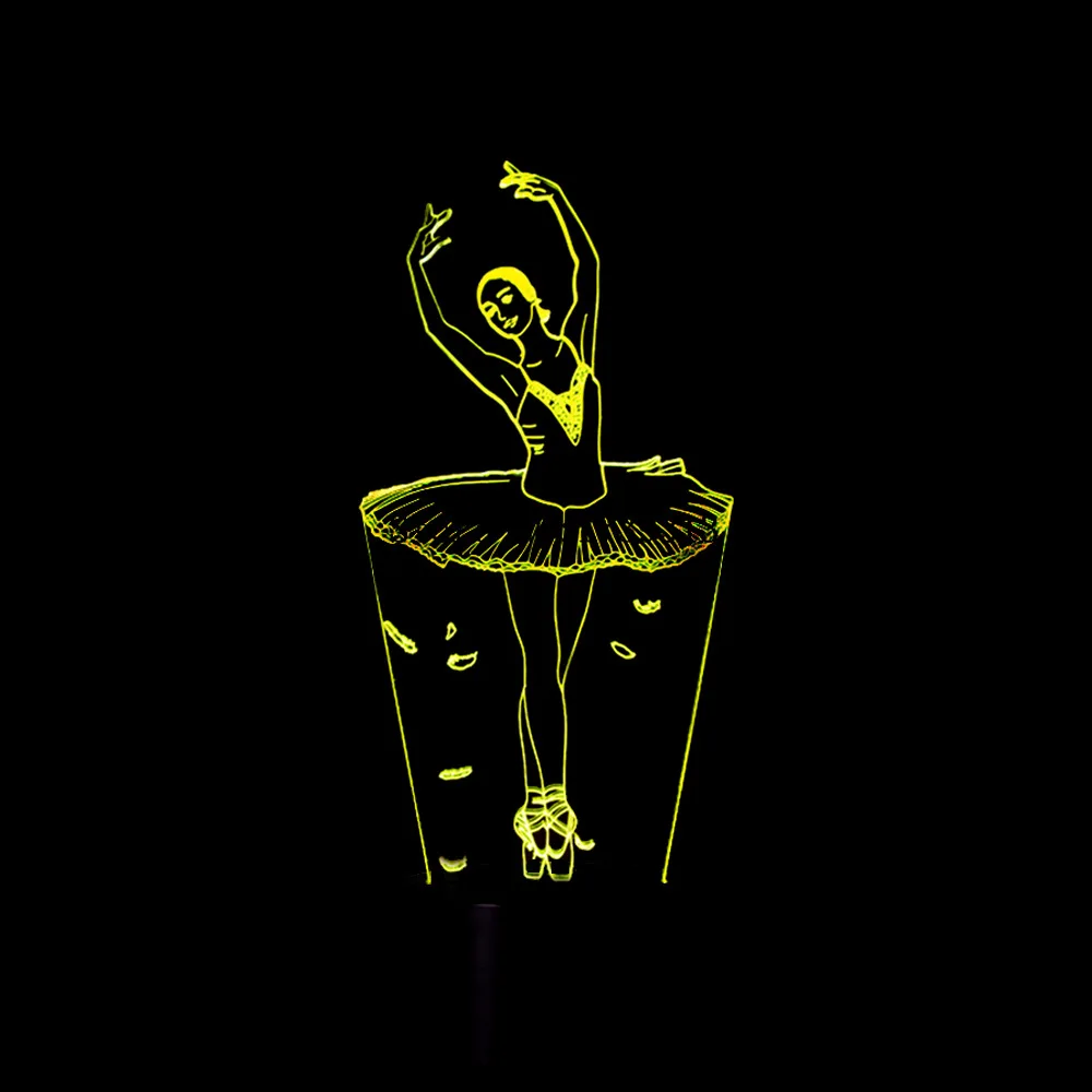 3D иллюзия Лампа балетные костюмы для девочек Танцы светодиодный USB Ночной