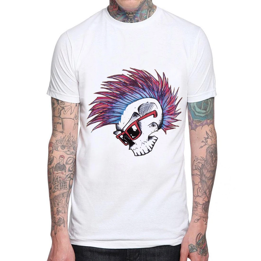

Мужская футболка в стиле панк-рок с принтом черепа, повседневные топы из 100% хлопка с коротким рукавом, модные забавные мужские футболки с пр...
