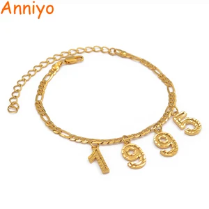 Ножной браслет Anniyo с цифрами на английском языке, индивидуальный подарок на день рождения, ножная цепочка год, для женщин, для девочек, #214706