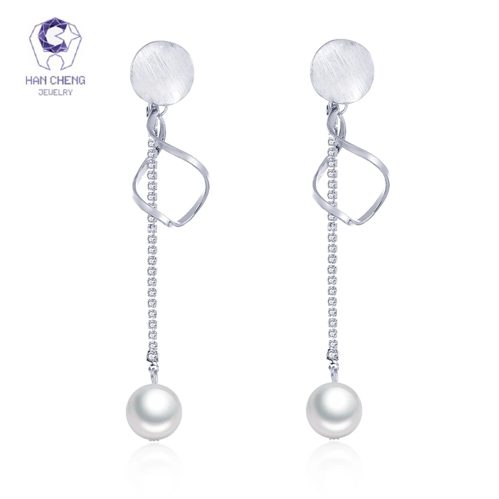 Новинка модные висячие серьги HanCheng в форме спирали Висячие жемчужные длинные