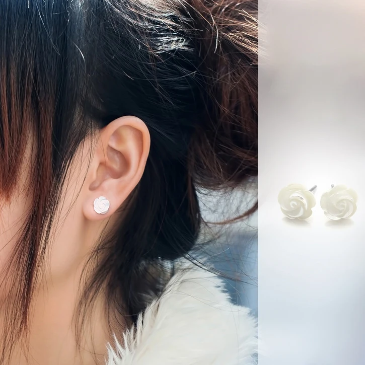 Женские серьги белые из натуральной ракушки розы женские серьги|rose earrings|earrings