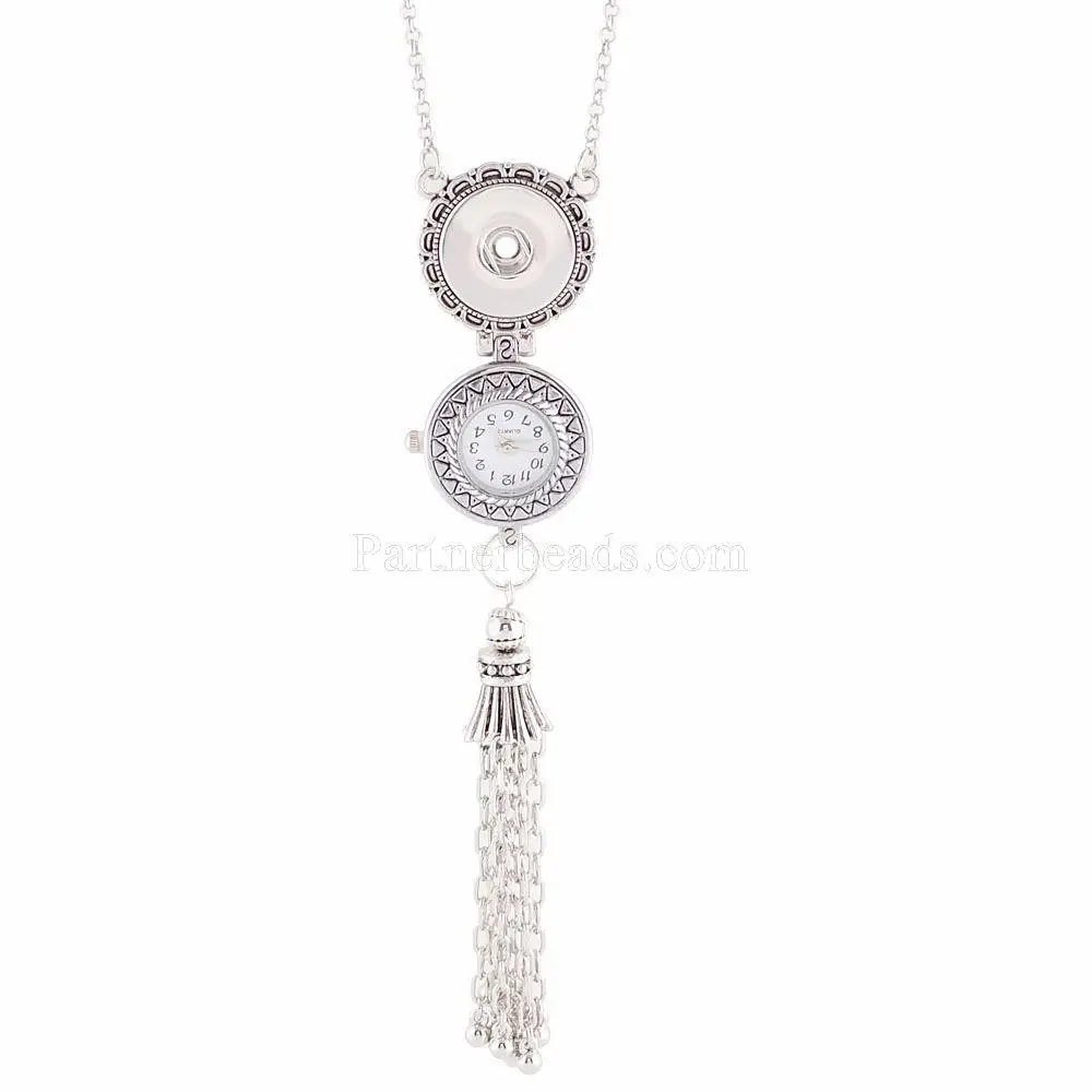 Collares de moda, колье с кисточкой, длинное ожерелье, серебряное покрытие, подвеска, ожерелье s для женщин, подходит для девушек, 18 мм, кнопка, ювелирное изделие - Окраска металла: KC0936