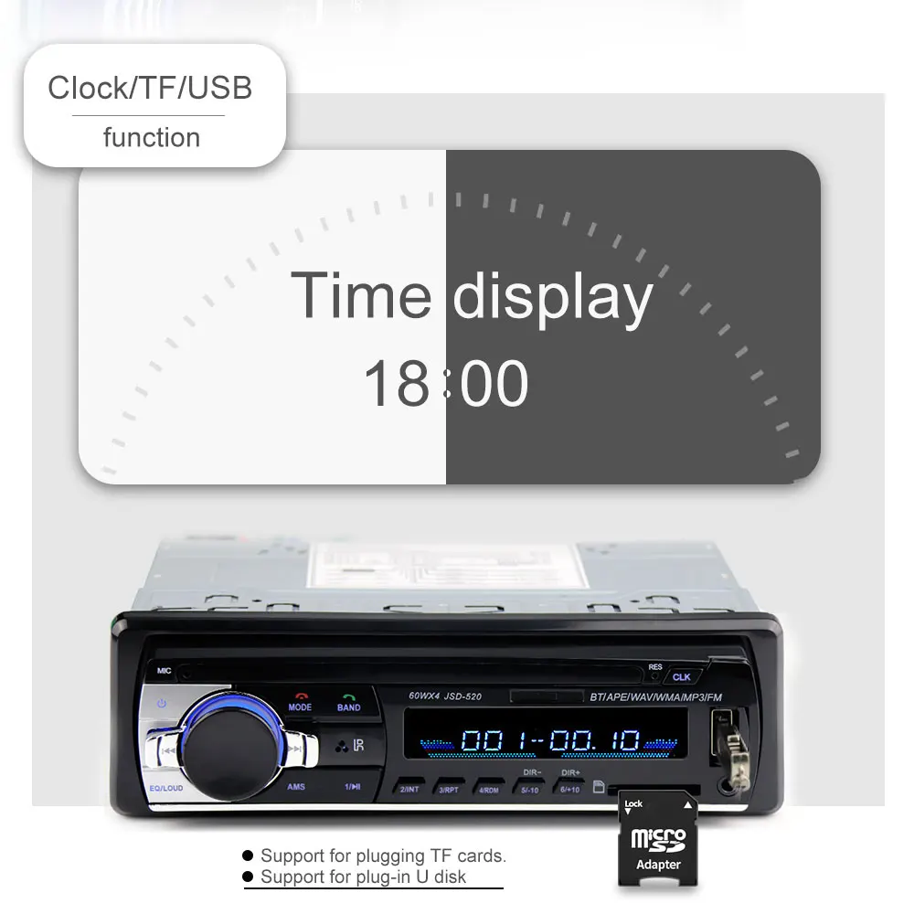 12 В Автомобильная Радио автомобильная стереосистема Bluetooth JSD520 In-dash 1 Din FM Aux вход приемник SD USB MP3 разъем iso Авторадио oto teypleri