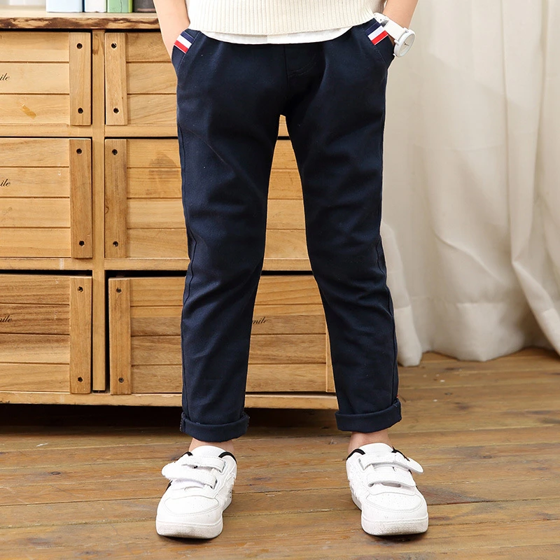 New Year Boys Pants Trousers Clothes Cotton Solid Elastic Waist Pencil For Fashion Embroidery Children Clothing | Детская одежда и
