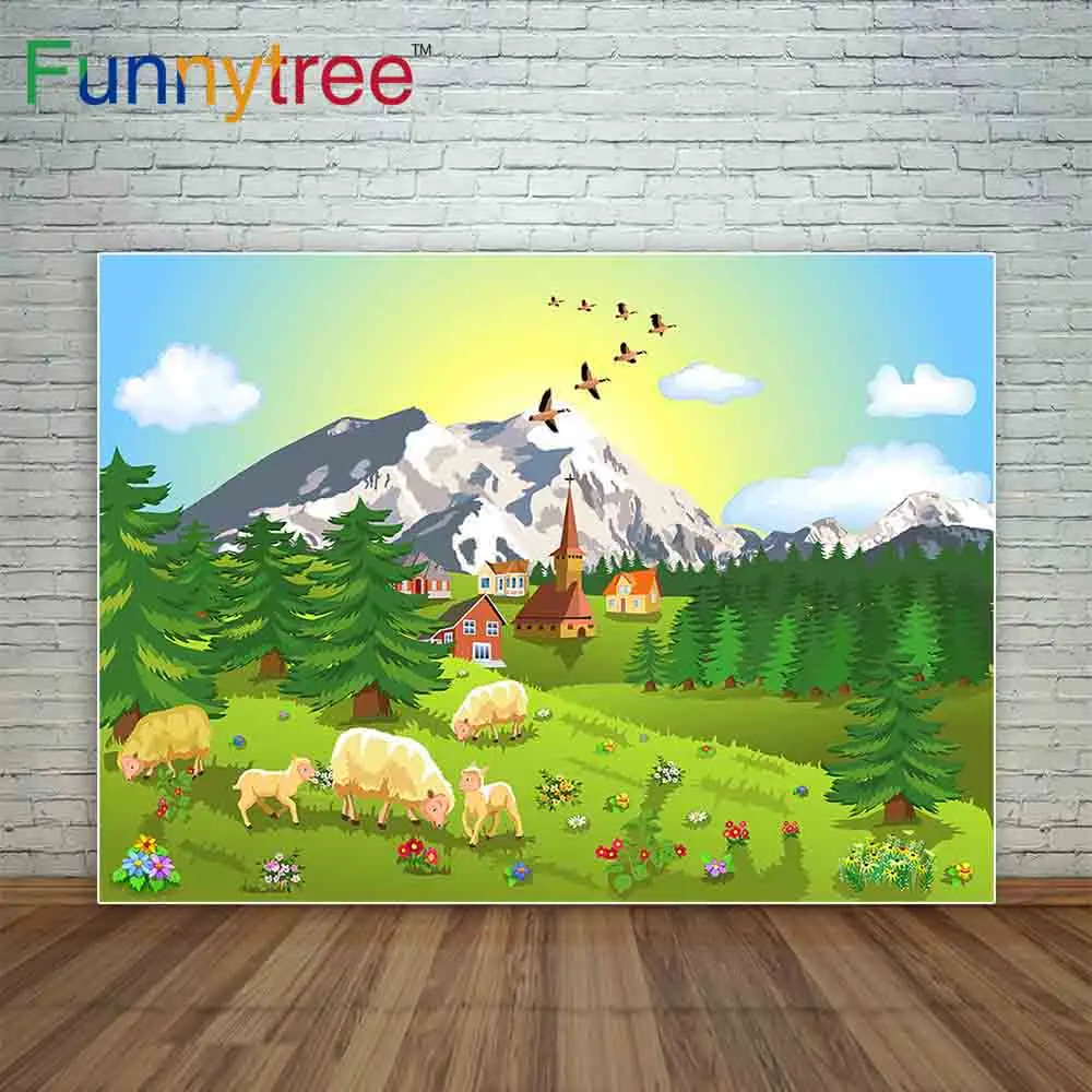 

Funnytree фотографии фонов в деревенском стиле Горный пейзаж из флока с рисунком из мультфильма детская фотосессия фотография Фотостудия средс...